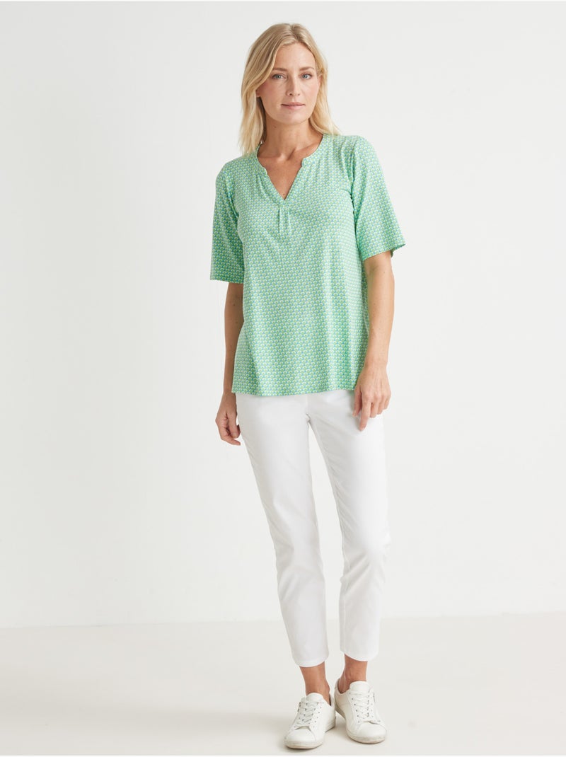 Tunique manches courtes en maille - DAXON Blanc Vert clair - Kiabi