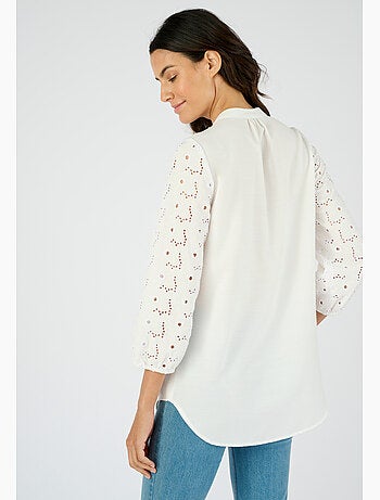 Tunique manches en broderie anglaise - Damart