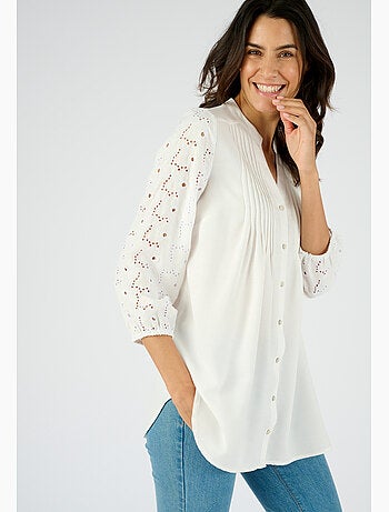 Tunique manches en broderie anglaise - Damart