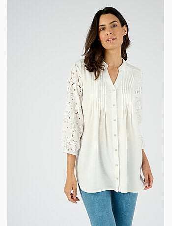 Tunique manches en broderie anglaise - Damart