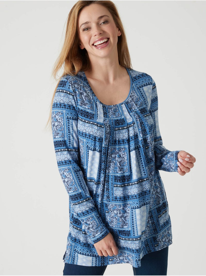 Tunique manches longues extensible - DAXON Noir Bleu Blanc - Kiabi