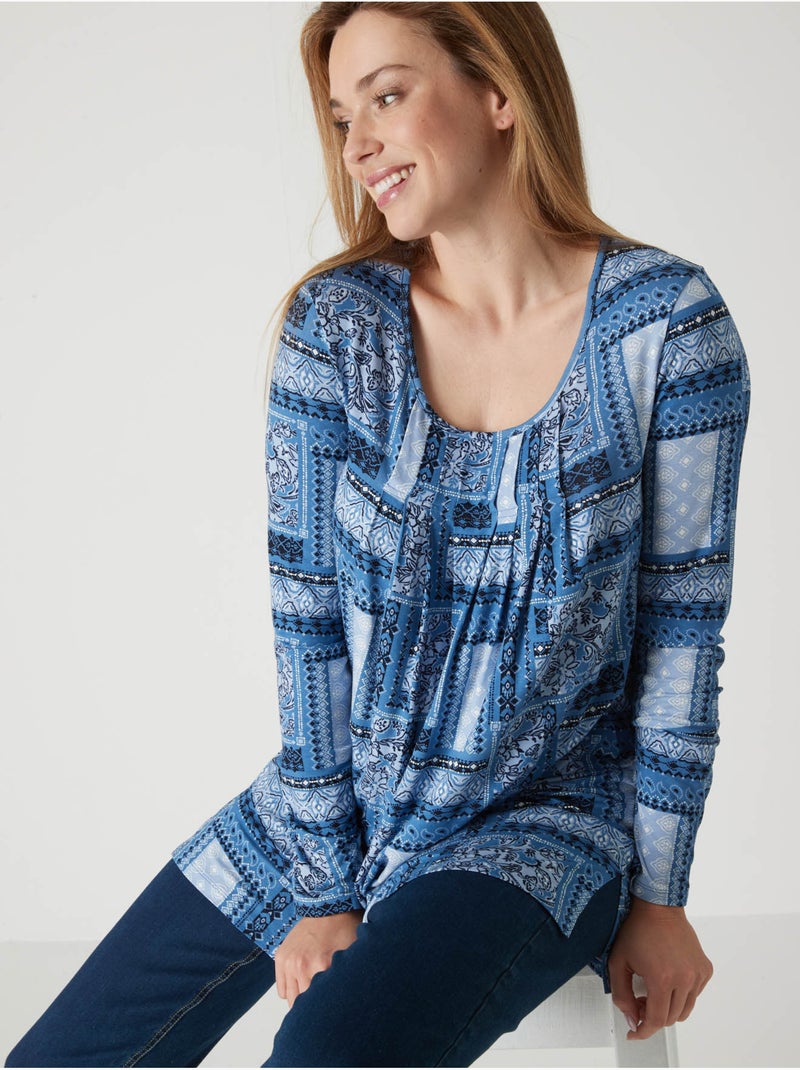 Tunique manches longues extensible - DAXON Noir Bleu Blanc - Kiabi