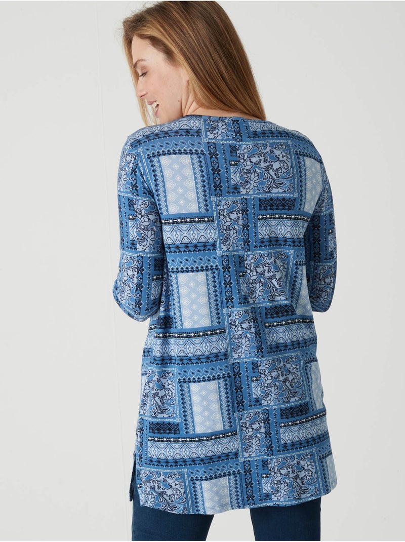 Tunique manches longues extensible - DAXON Noir Bleu Blanc - Kiabi