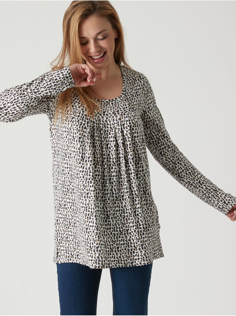 Tunique manches longues extensible - DAXON Noir Ecru - Kiabi