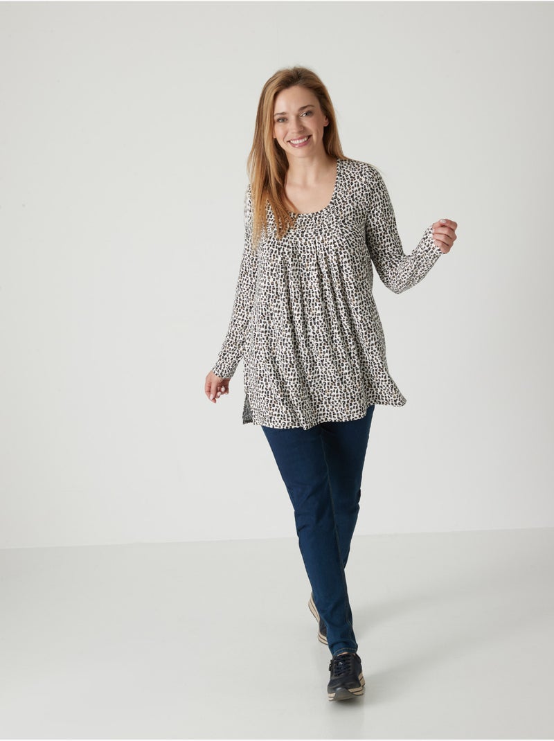 Tunique manches longues extensible - DAXON Noir Ecru - Kiabi
