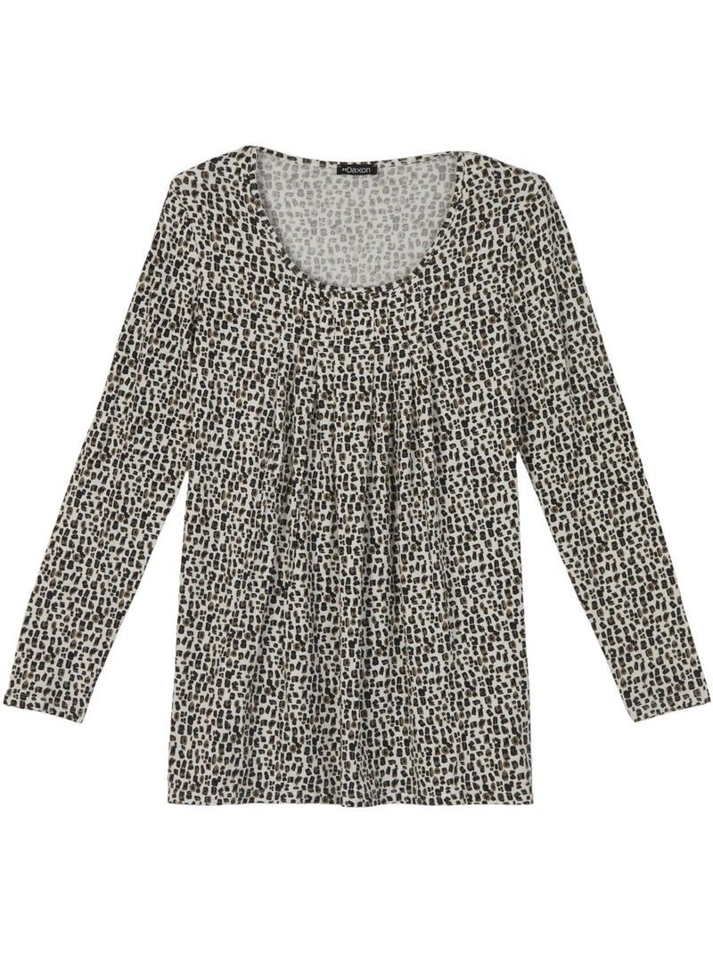 Tunique manches longues extensible - DAXON Noir Ecru - Kiabi