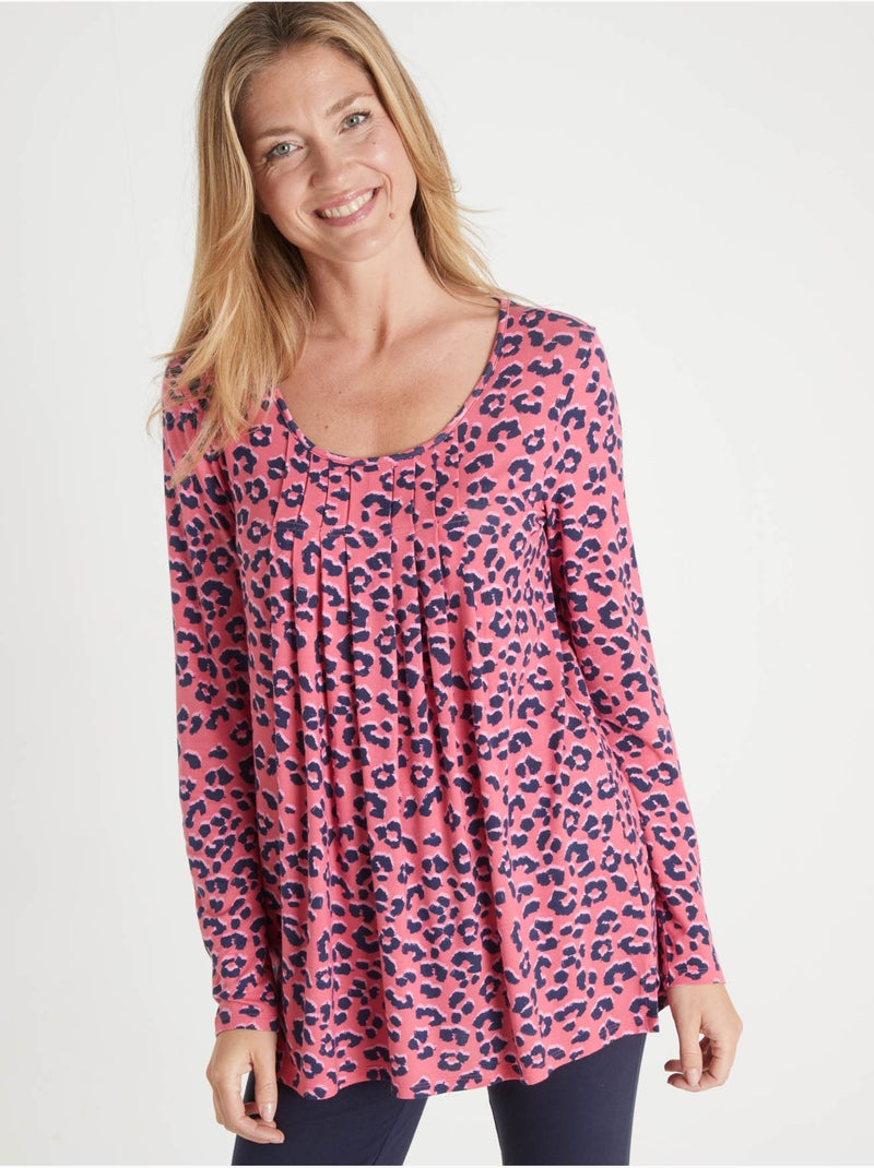 Tunique manches longues extensible - DAXON Rose/Multicolore - Kiabi