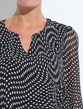 Tunique manches longues voile graphique - Afibel