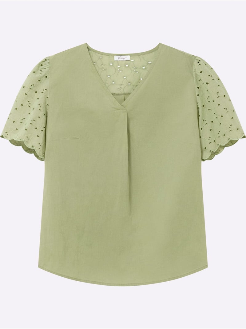 Tunique Motif Ajouré Délicat - Taille Standard - Sheego Bleu Vert Gris - Kiabi