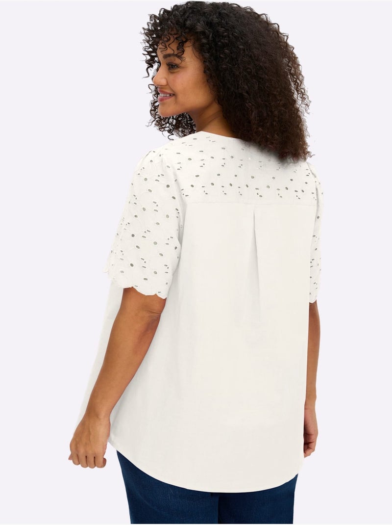 Tunique Motif Ajouré Délicat - Taille Standard - Sheego Ecru - Kiabi