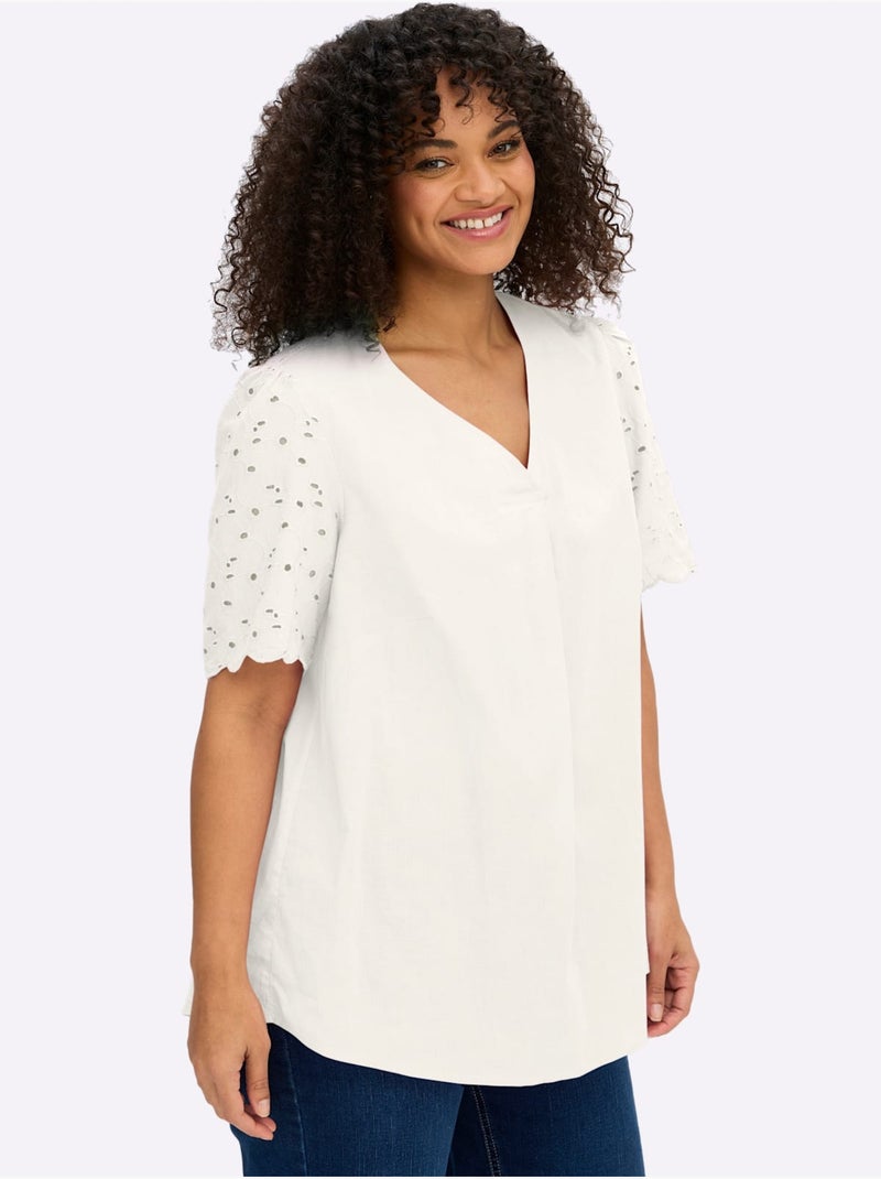 Tunique Motif Ajouré Délicat - Taille Standard - Sheego Ecru - Kiabi