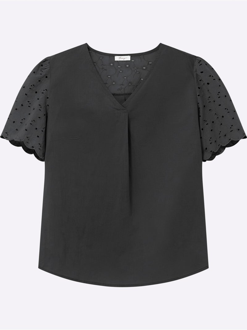 Tunique Motif Ajouré Délicat - Taille Standard - Sheego Noir - Kiabi