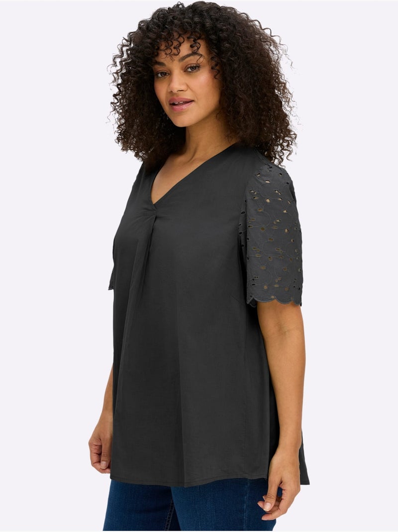 Tunique Motif Ajouré Délicat - Taille Standard - Sheego Noir - Kiabi