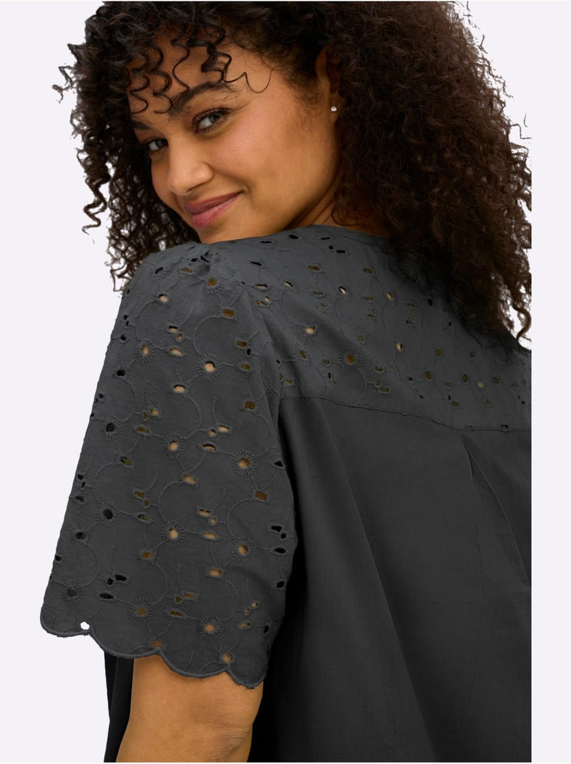 Tunique Motif Ajouré Délicat - Taille Standard - Sheego Noir - Kiabi