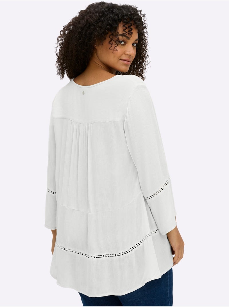 Tunique Motif Ajouré Légèrement Transparent - Taille Standard - Sheego Ecru - Kiabi