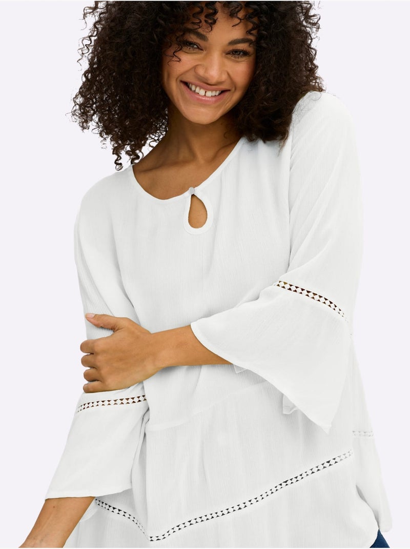 Tunique Motif Ajouré Légèrement Transparent - Taille Standard - Sheego Ecru - Kiabi