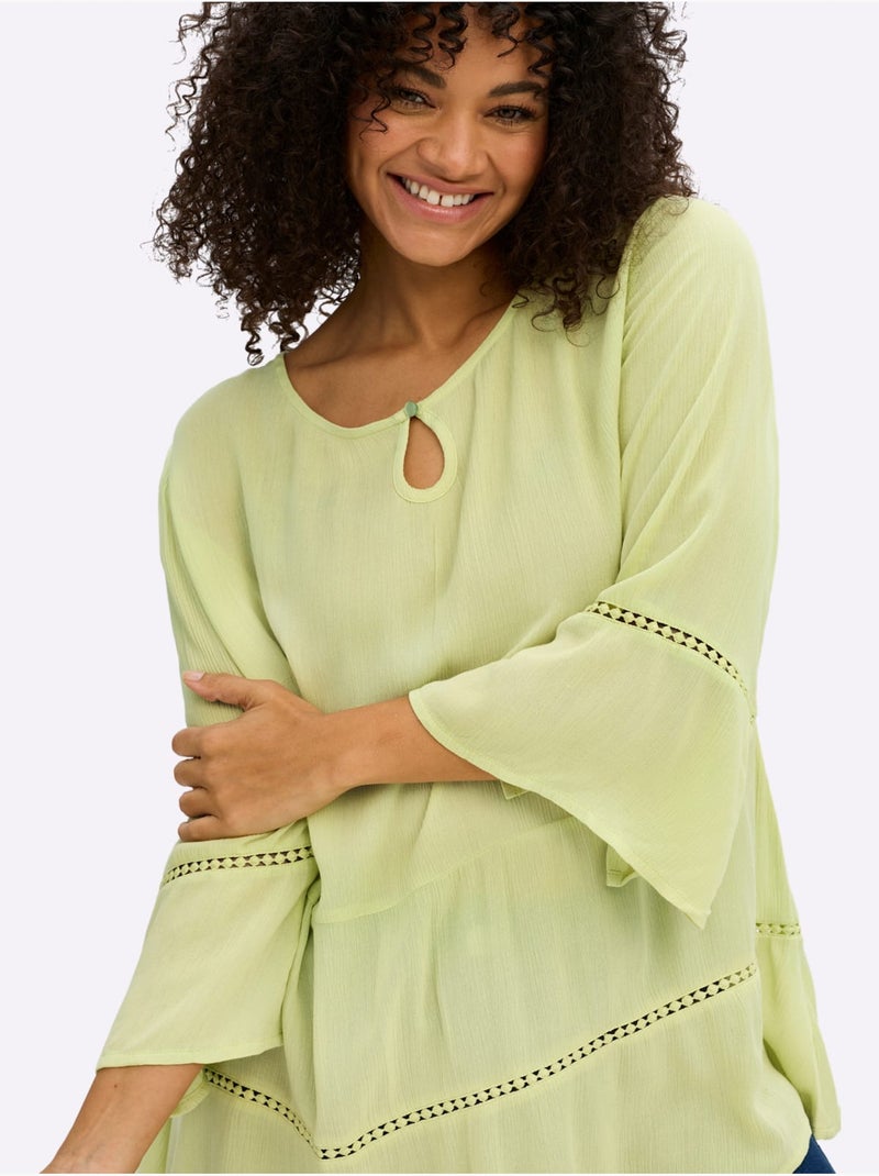 Tunique Motif Ajouré Légèrement Transparent - Taille Standard - Sheego Vert pistache - Kiabi