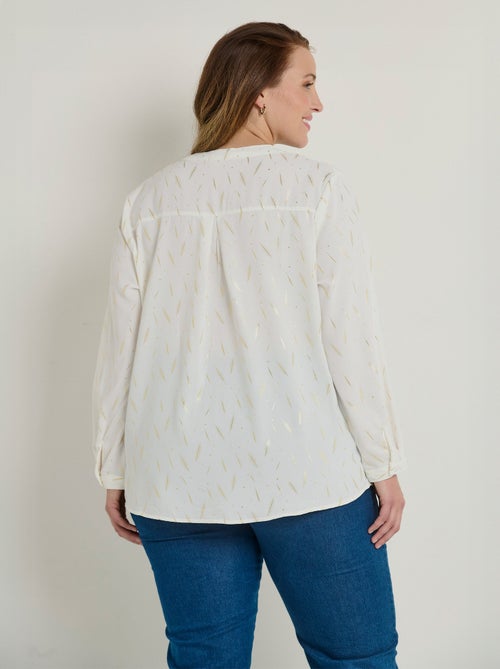 Tunique motifs col V boutonné manches 3/4 - AFIBEL - Kiabi