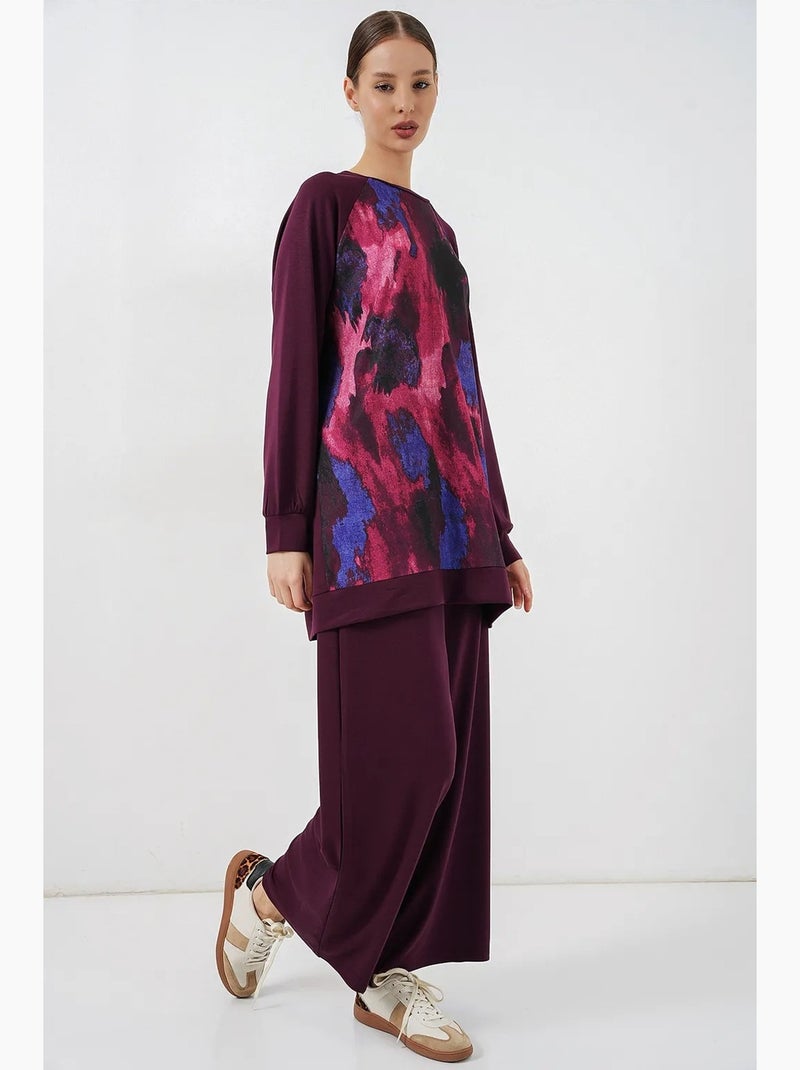 Tunique oversize à imprimé abstrait et col rond bdart Mauve - Kiabi