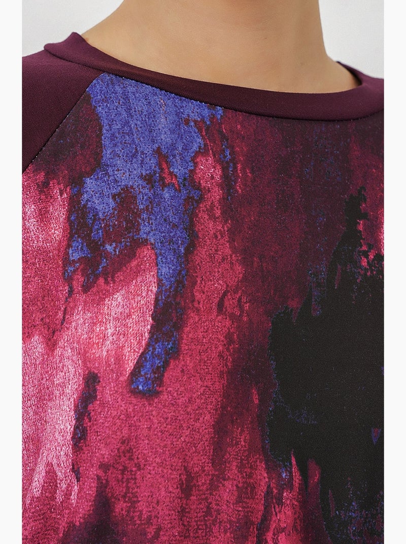 Tunique oversize à imprimé abstrait et col rond bdart Mauve - Kiabi