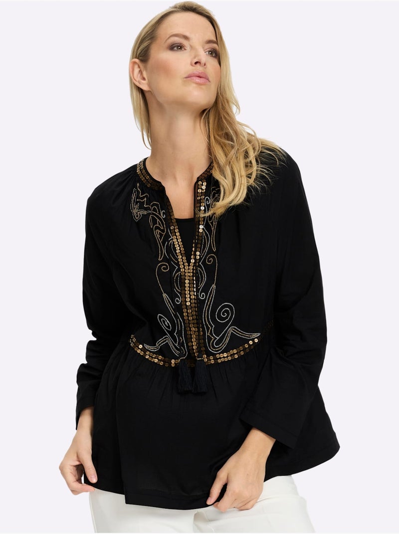 Tunique Perles Fantaisie Et Paillettes - Taille Standard - Helline Noir - Kiabi