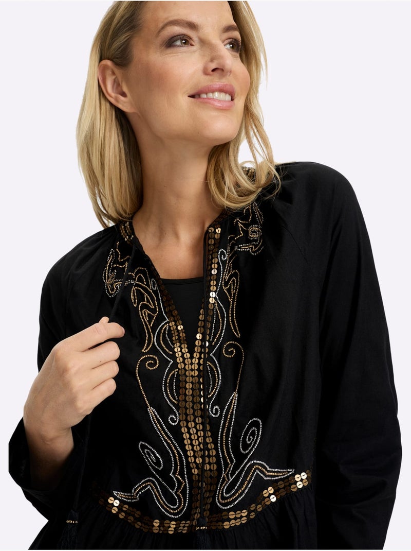 Tunique Perles Fantaisie Et Paillettes - Taille Standard - Helline Noir - Kiabi