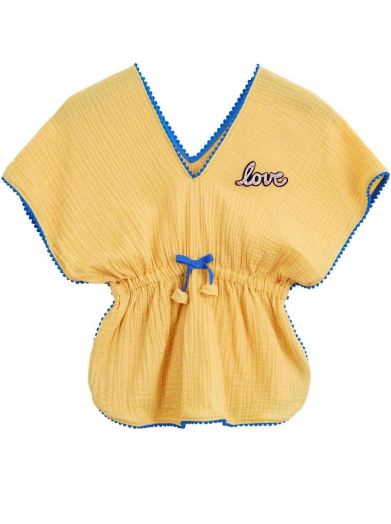 Tunique Plage   avec Short Assorti  LOVE - La Faute à Voltaire Jaune - Kiabi