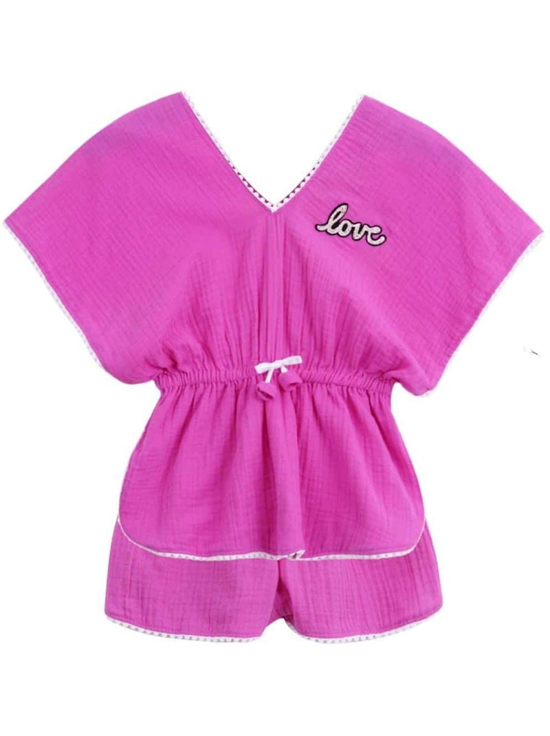 Tunique Plage    avec Short Assorti   LOVE - La Faute à Voltaire Rose fushia - Kiabi