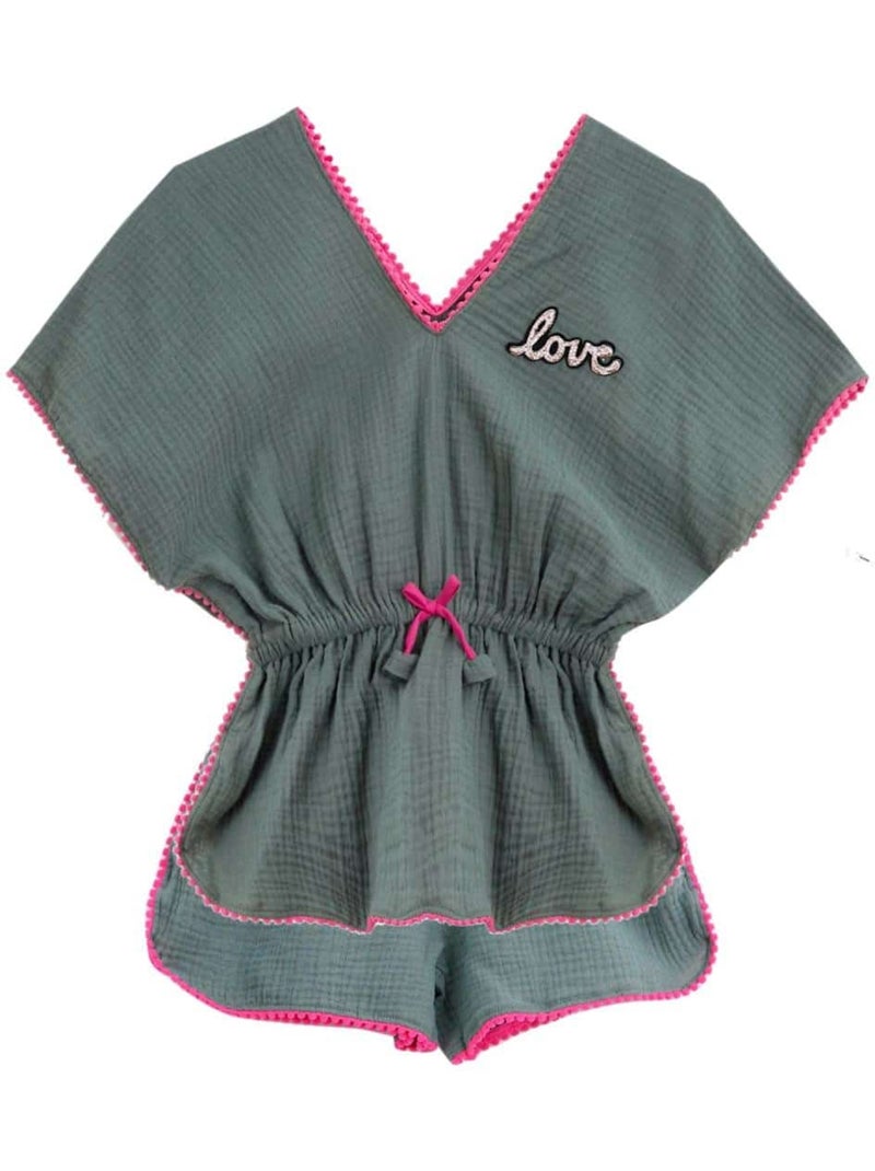 Tunique Plage    avec Short Assorti  LOVE - La Faute à Voltaire Vert olive - Kiabi