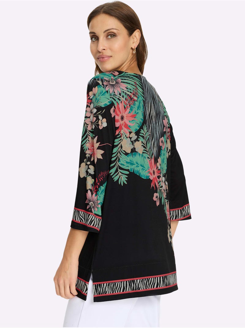 Tunique Qualité Fluide - Taille Standard - Witt Noir Rose - Kiabi