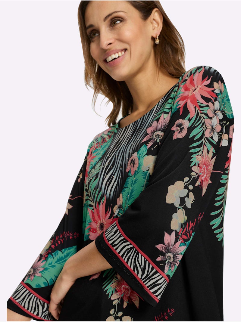 Tunique Qualité Fluide - Taille Standard - Witt Noir Rose - Kiabi