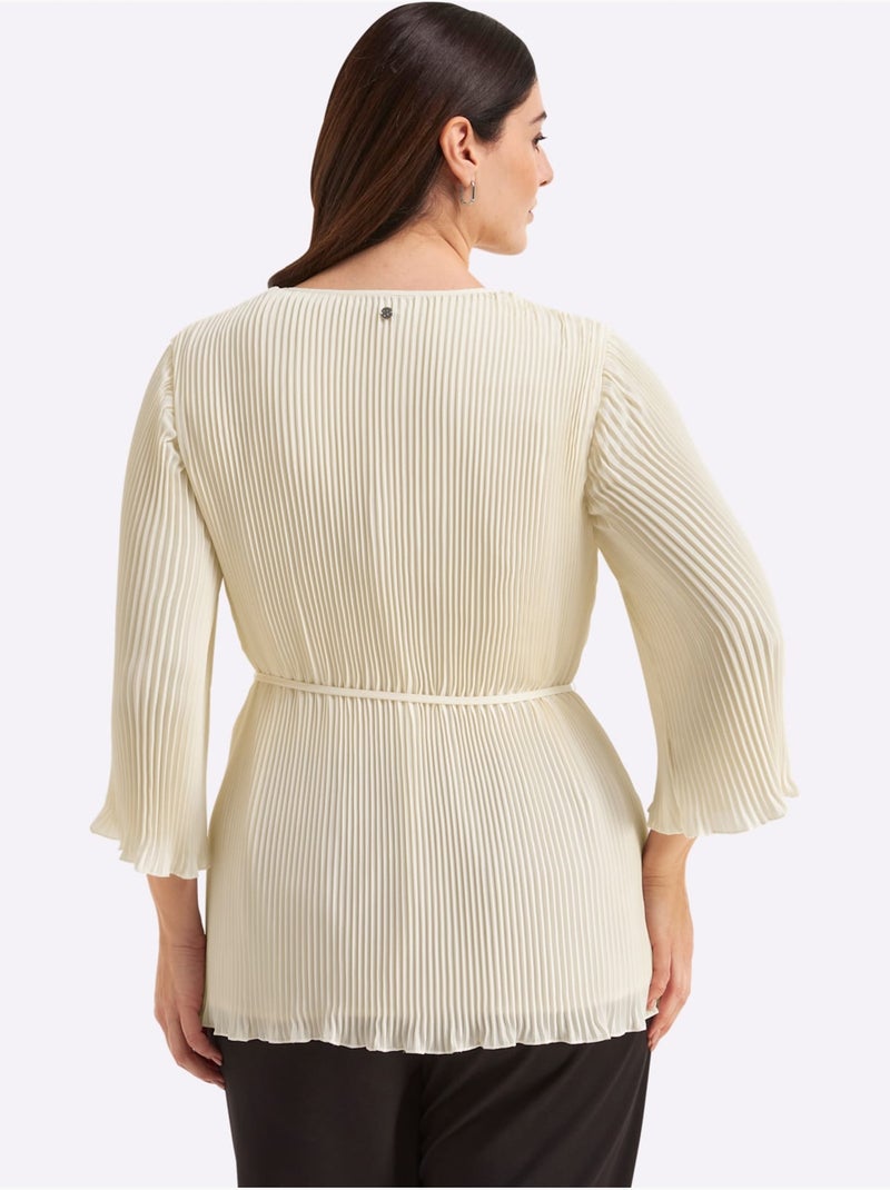 Tunique Qualité Plissée Tendance - Taille Standard - Sheego Ivoire - Kiabi