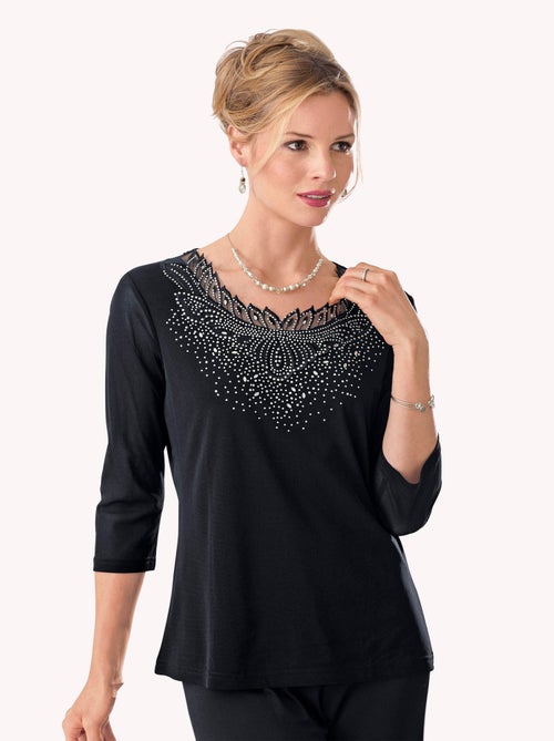 Tunique résille avec broderies et strass - Kiabi