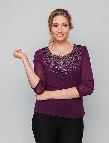 Tunique résille avec broderies et strass