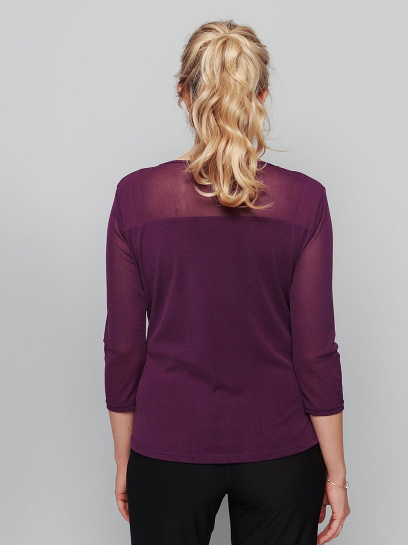 Tunique résille avec broderies et strass Violet - Kiabi