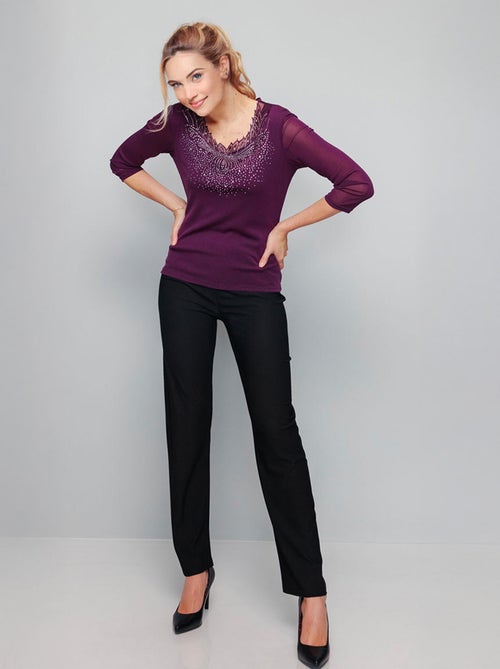 Tunique résille avec broderies et strass - Kiabi
