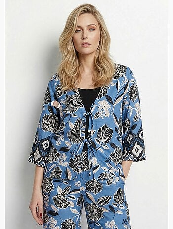 Tunique satinée, motif fleurs d'Orient - AFIBEL