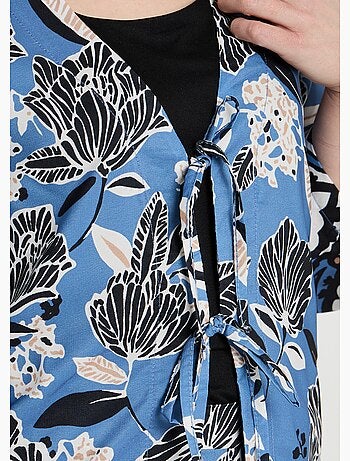 Tunique satinée, motif fleurs d'Orient