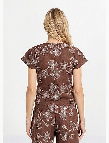 Tunique sérigraphies fleurs, à nouer - Afibel