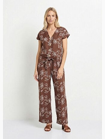 Tunique sérigraphies fleurs, à nouer - Afibel