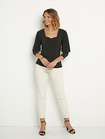 Tunique stretch décolleté carré manches 3/4