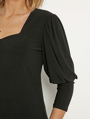 Tunique stretch décolleté carré manches 3/4