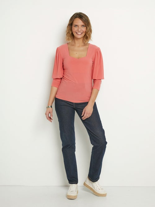 Tunique stretch décolleté carré manches 3/4 - Kiabi