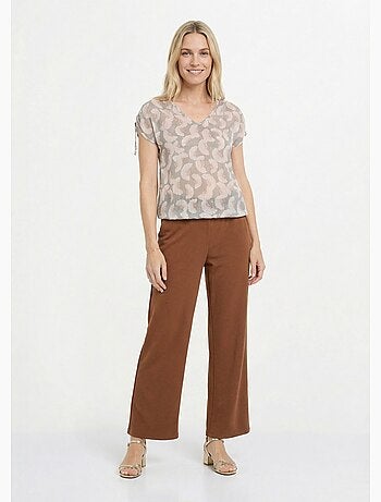 Tunique voile fil métallisé motif ginkgo - Afibel