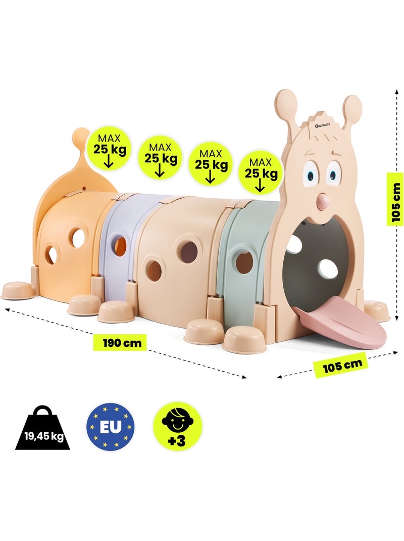 Tunnel de Jeu Modulable Chenille en PEHD et PP 4 Segments Dim 190x105 cm N/A - Kiabi