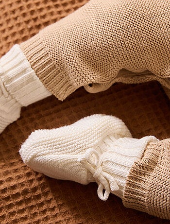 Turban bébé et chaussons en tricot Hello Baby