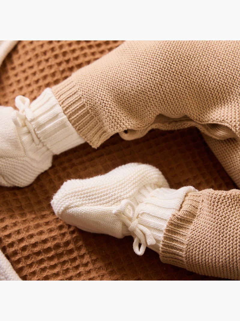 Turban bébé et chaussons en tricot Hello Baby Ecru - Kiabi