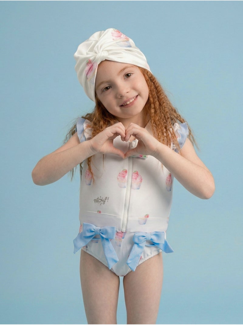 Turban de bain réversible Anti-UV Fille Charlotte Blanc - Kiabi