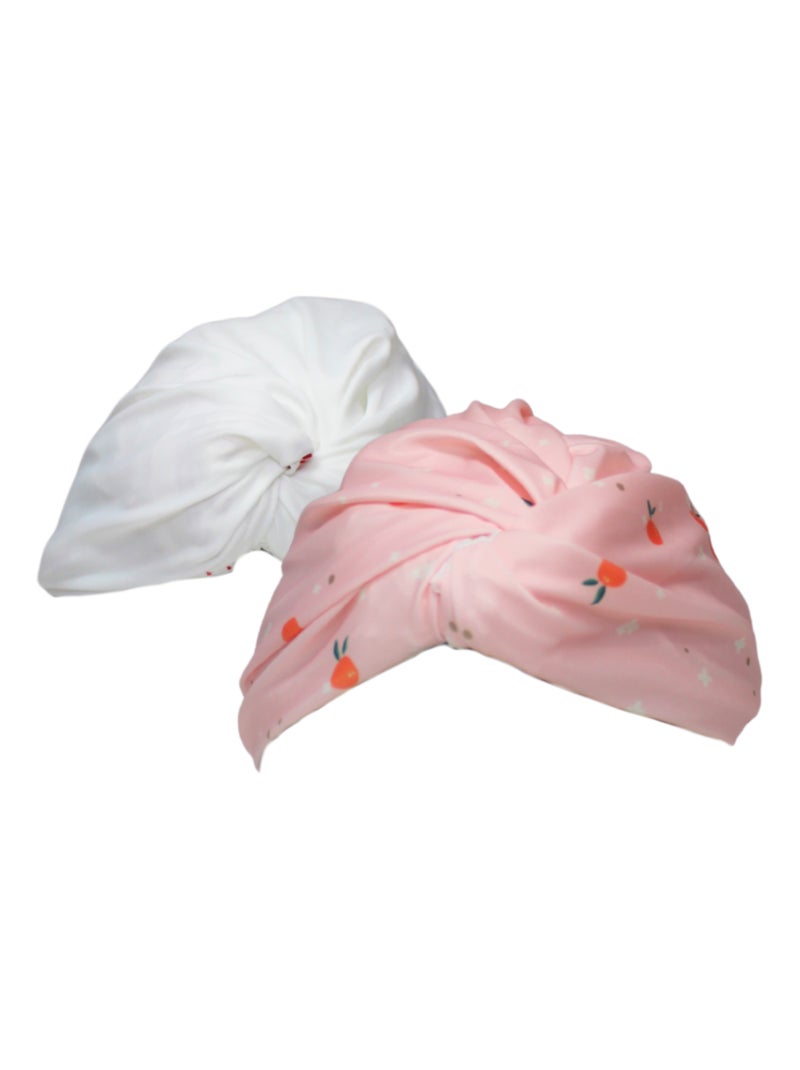 Turban de bain réversible Anti-UV Fille Clémentine Blanc Rose - Kiabi