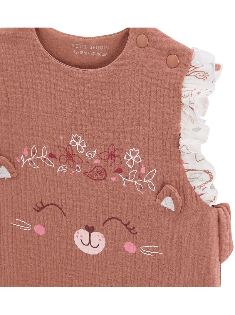 Turbulette d'été en gaze de coton avec pieds retroussables Arizona Rose foncé - Kiabi